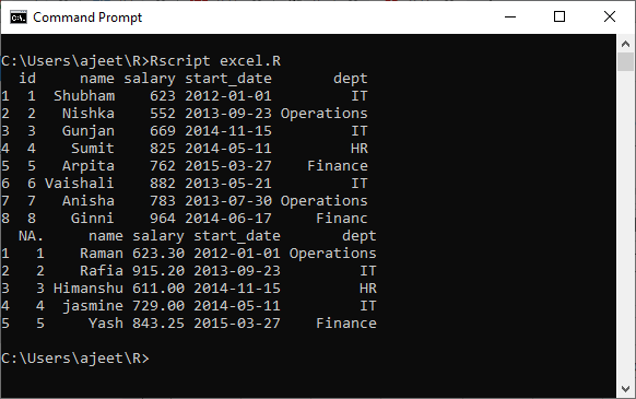 R Excel file