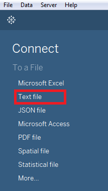 Tableau Data Connection with Text File